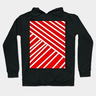 Red and White Assymetrical Candy Stripes Hoodie